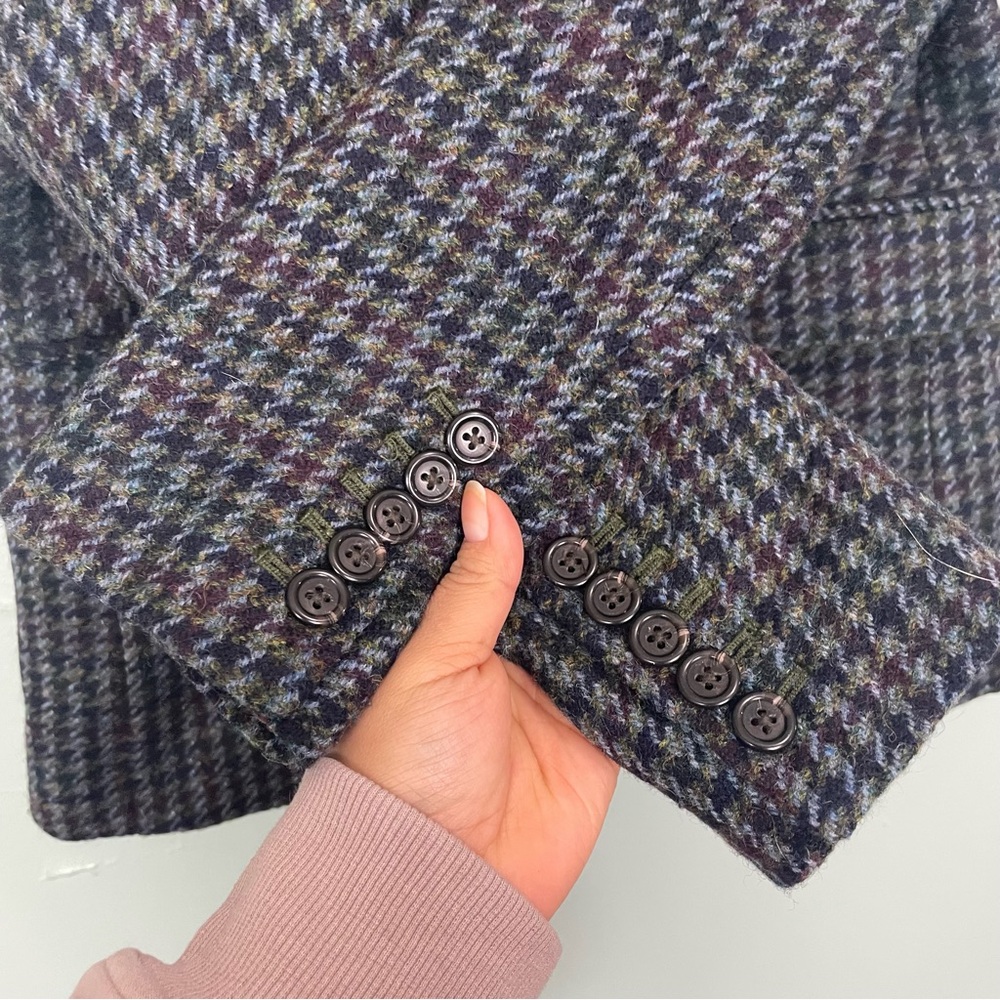J.Crew Regent 100% Wool Blazer Jacket Houndstooth Olive Amber Women Sz 2 - Picture 7 of 11